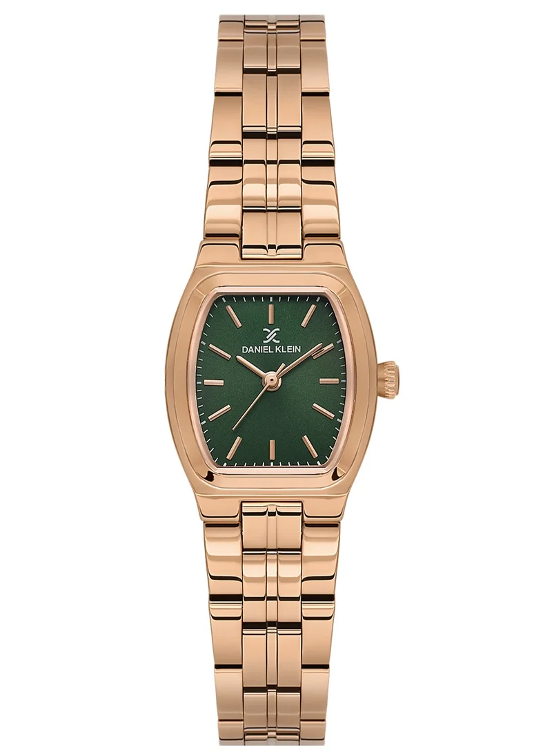 DANIEL KLEIN Women's Stainless Steel Rose Gold Alloy Case Analog Dark Green Square Sunray Dial Japanese Quartz Premium 30 Meters Water Resistant